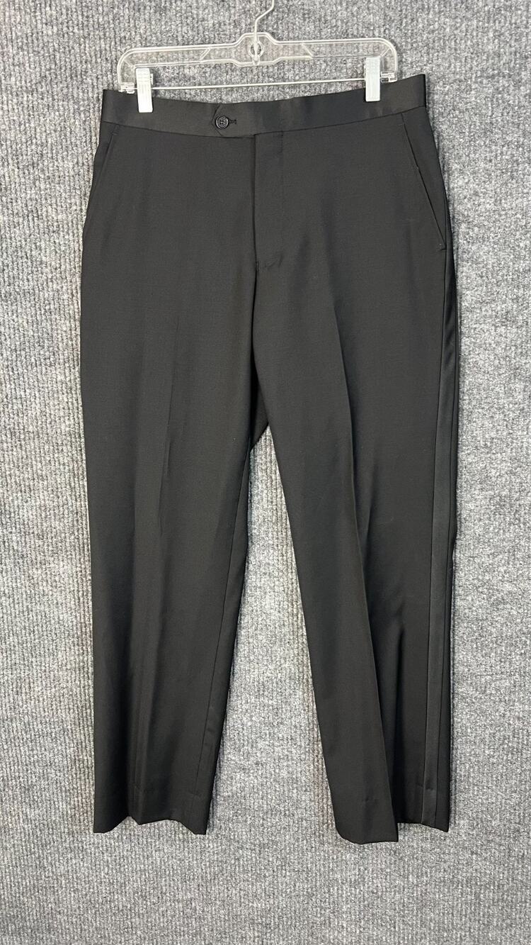 Mantoni Dress Pants Mens 38 Black Virgin Wool Wrinkle Resistant Milan Italy